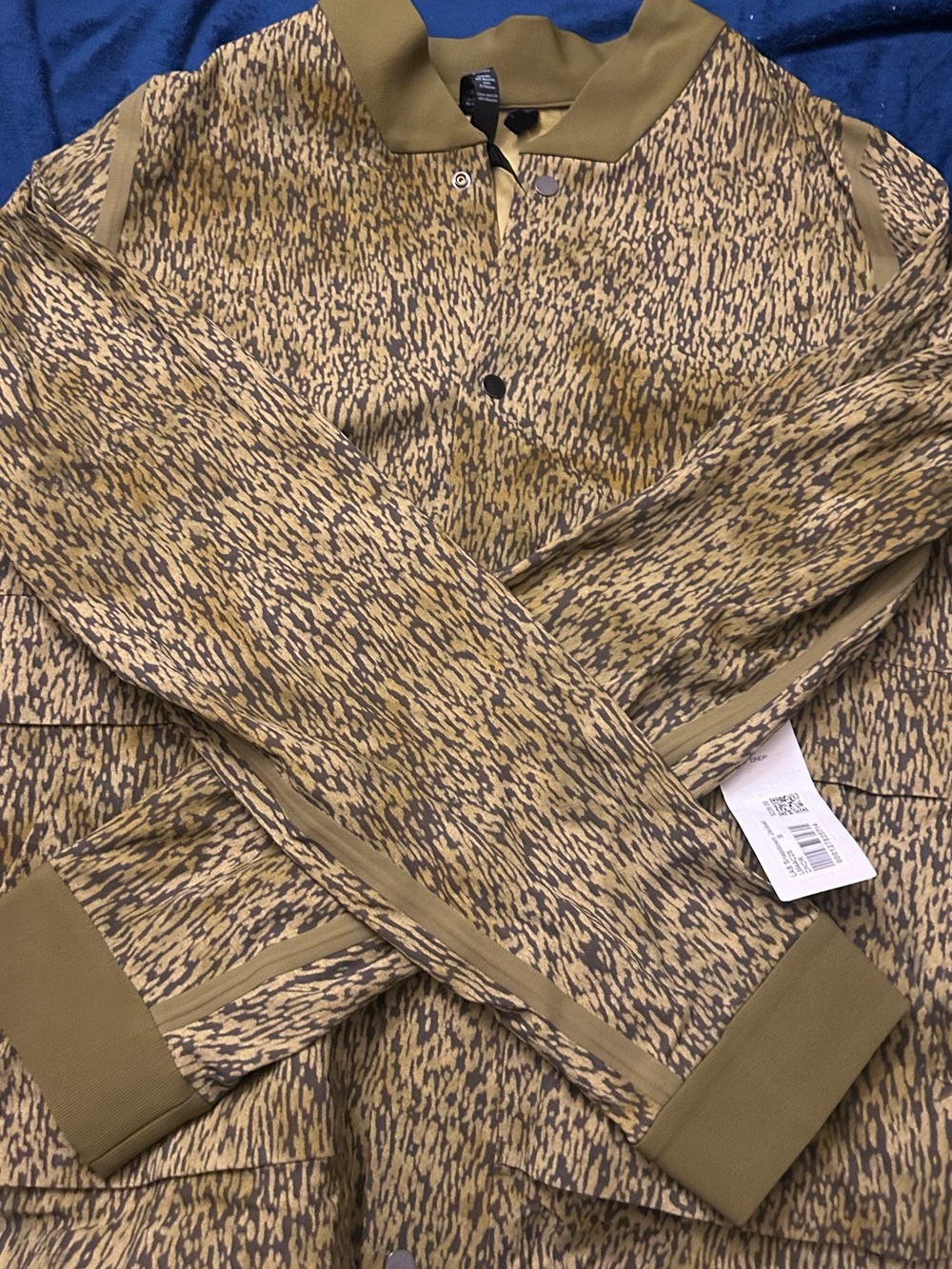 Olive & Black Patterned Bomber Jacket